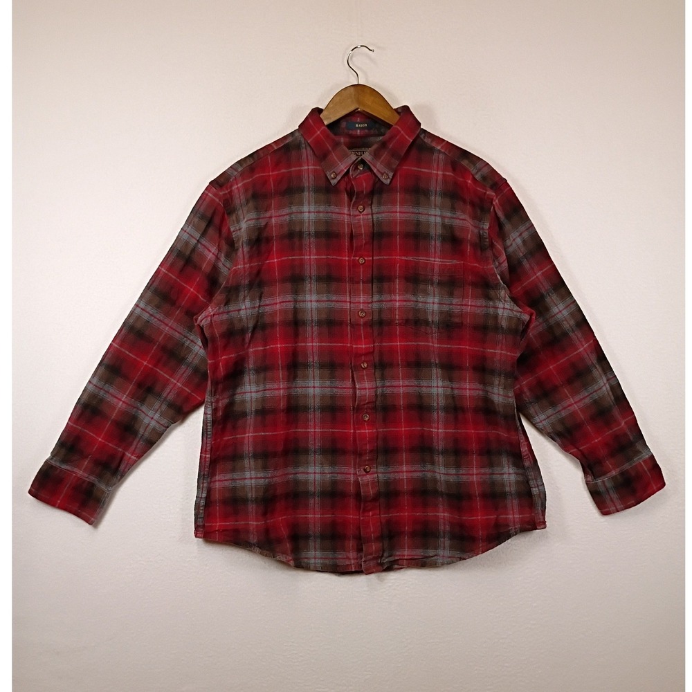 Heritage Rugged Pendleton Mens XL Red Brown Plaid Mason Button Down Shirt
